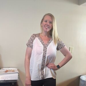 BUNDLE ONLY FHQ Collection White Animal Print Blouse